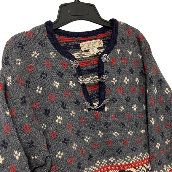 Vintage Abercrombie & Fitch Wool Fair Isle Knit Sweater with Chain Detailing - Picture 2 of 10